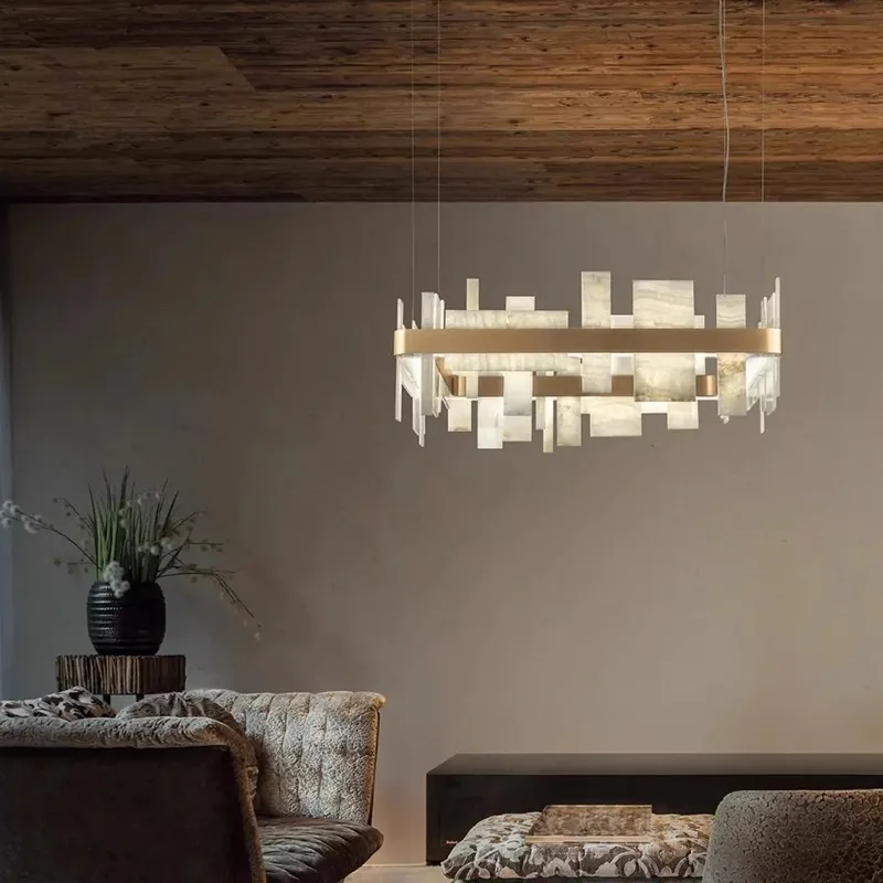 

Geometry Marble Pieces Dimmable Led Home Deco Chandelier Lighting Lustre Suspension Luminaire Lampen For Dinning Room