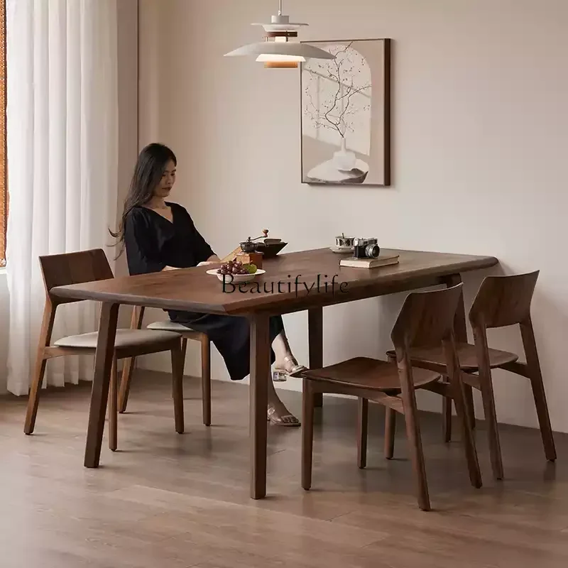 Solid wood dining table 1.6 meters modern simple North American black walnut living room large board table