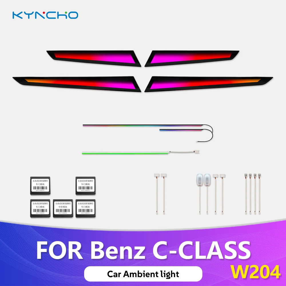 KYNCHO Auto-Ambientebeleuchtung für Benz C-KLASSE W204 Ambientebeleuchtungs-Set Auto-LED-Beleuchtungslampe Symphonie Automotive Ambientebeleuchtung