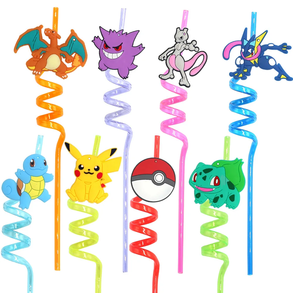 ポケモンピカチュウパーティー好意再利用可能なストロー子供の誕生日記念品装飾結婚式の好意ストロー用品