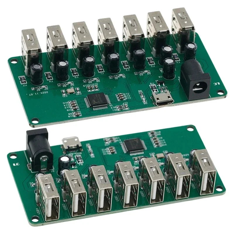 Splitter 1 to 7 Port USB Hub Seven Port USB Splitter Module with Power Supply USB 2.0 Expansion