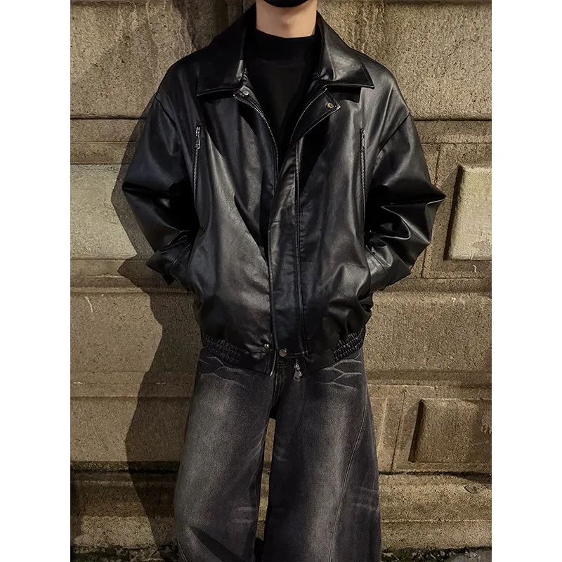 

Куртка из искусственной кожи Bla PU, мужская, модная, рабочая, в стиле пилотской, для мотоциклистов, осенняя, в стиле High Street, для велосипедистов, пошитая на заказ