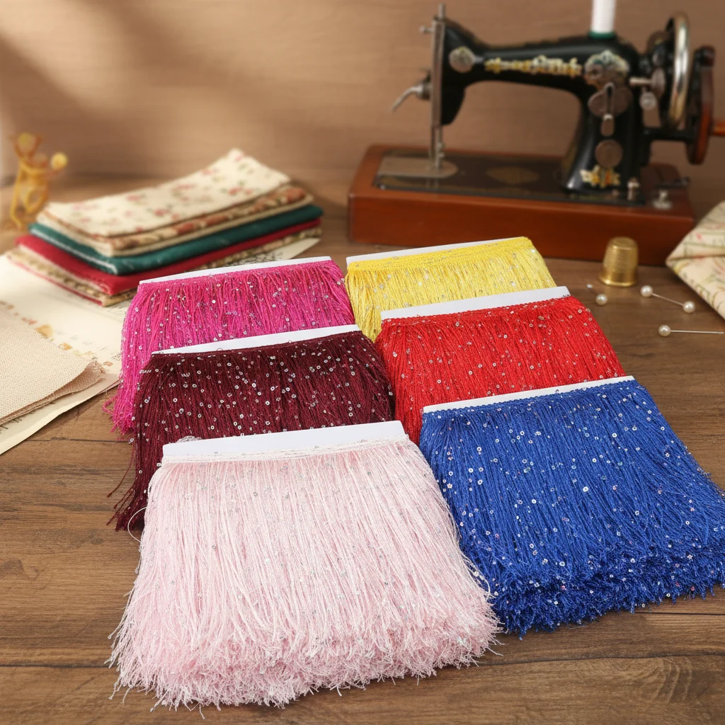 

9Meters Sequin Fringe Tassel for Sewing Lace Trim Fabric Dance Fringes Ribbon ribbon DIY Accessories Fashion clothing decoration