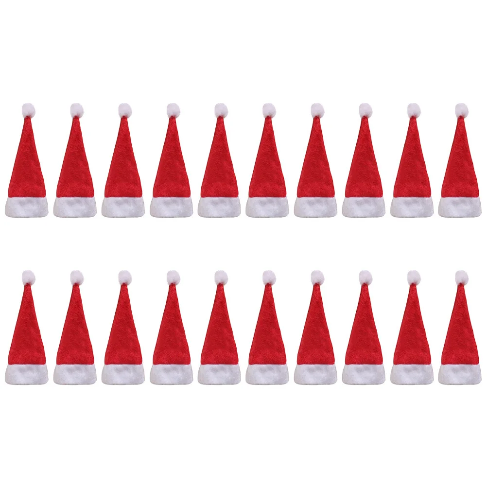 

20Pcs Mini Santa Hat for Lollipop Christmas Decoration Cover Xmas Supplies Craft Project Tree Ornament Party Favor