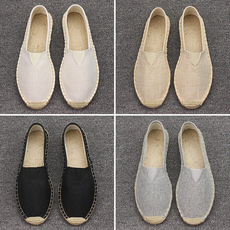 Plus Size 35-45 Women Sewing Flax Shoes Slip on Loafers Casual Shoes Woman Espadrilles Hemp Canvas Flat Shoes