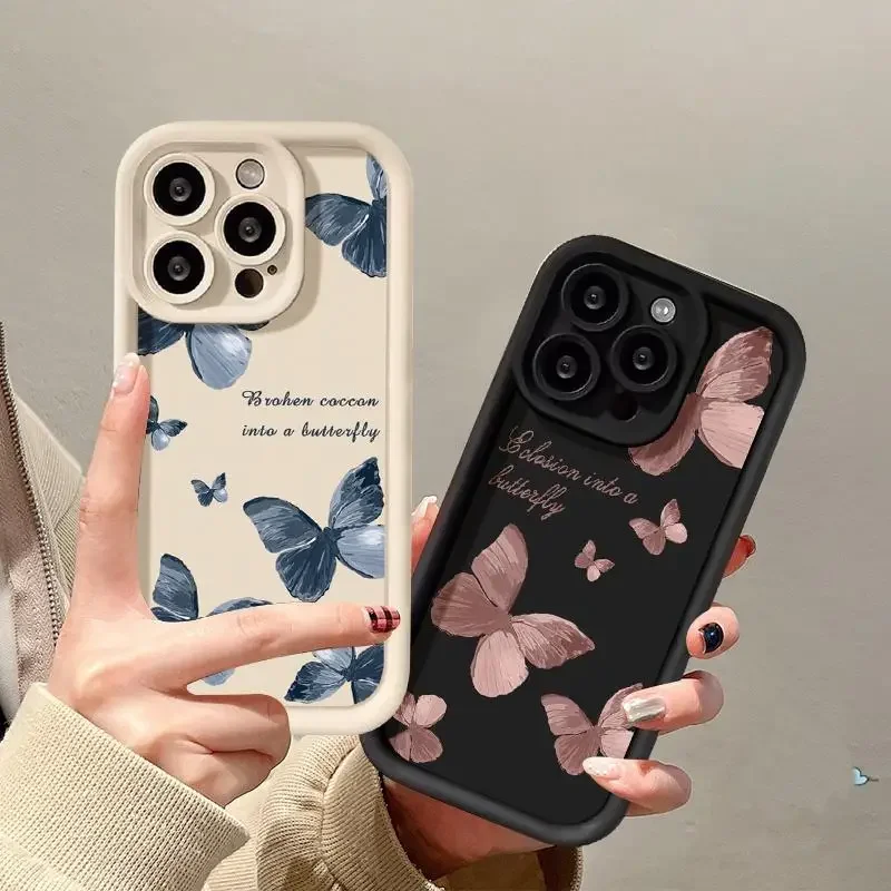 Retro Butterfly Soft Case For Xaiomi Redmi 12 13C 12C 10C 9C 9A 9T Note 13 Pro Plus 5G 12S 9S 10S 11S 8 10 11 A1 A2 A3 Pro Cover