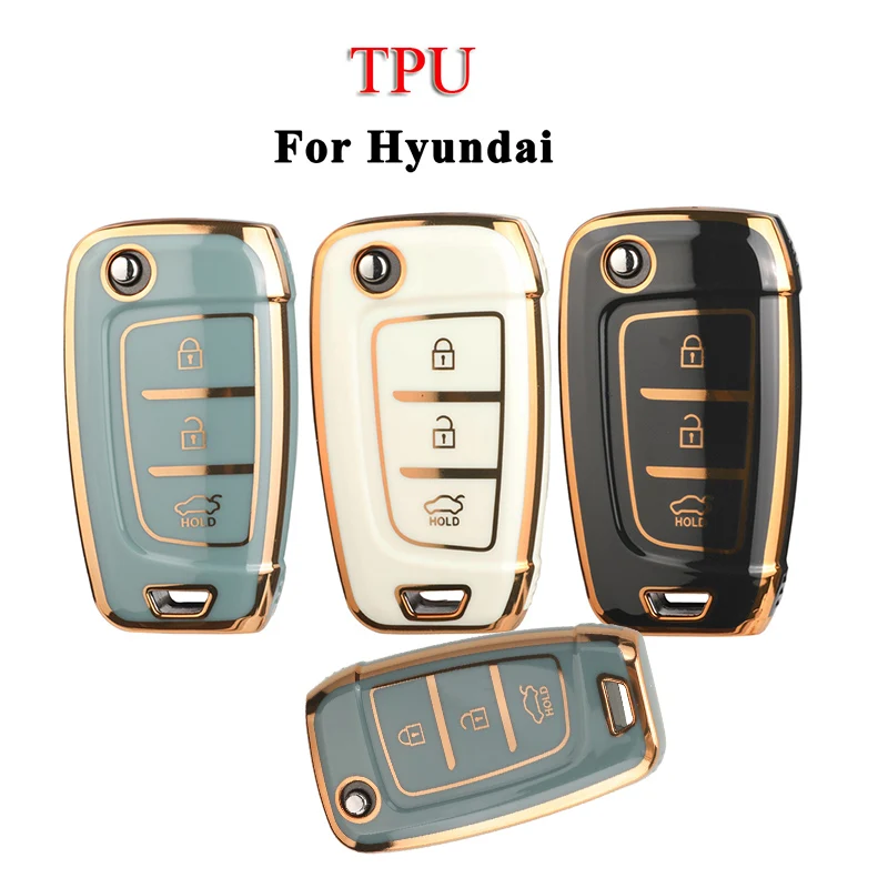 jingyuqin Remote Car Key Shell Case Fob For HYUNDAI Tucson Elantra Accent Solaris Kona Verna 2017+ Arrival TPU Cover