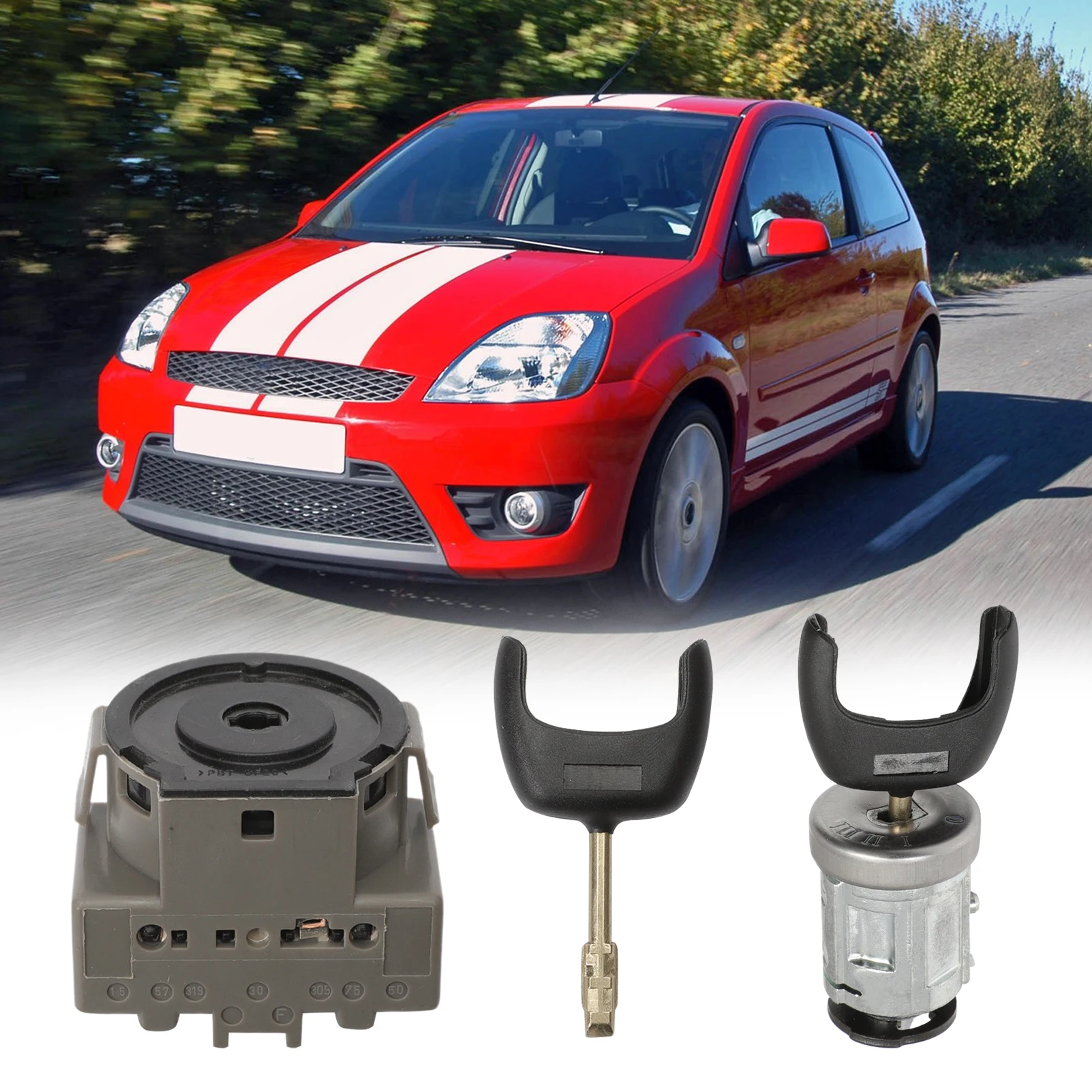 Ignition Lock Cylinder Steering Start Switch with 2 Keys 717444389 1363940 1677531 For Fiesta MK5 Focus MK1 Fusion Mondeo MK3