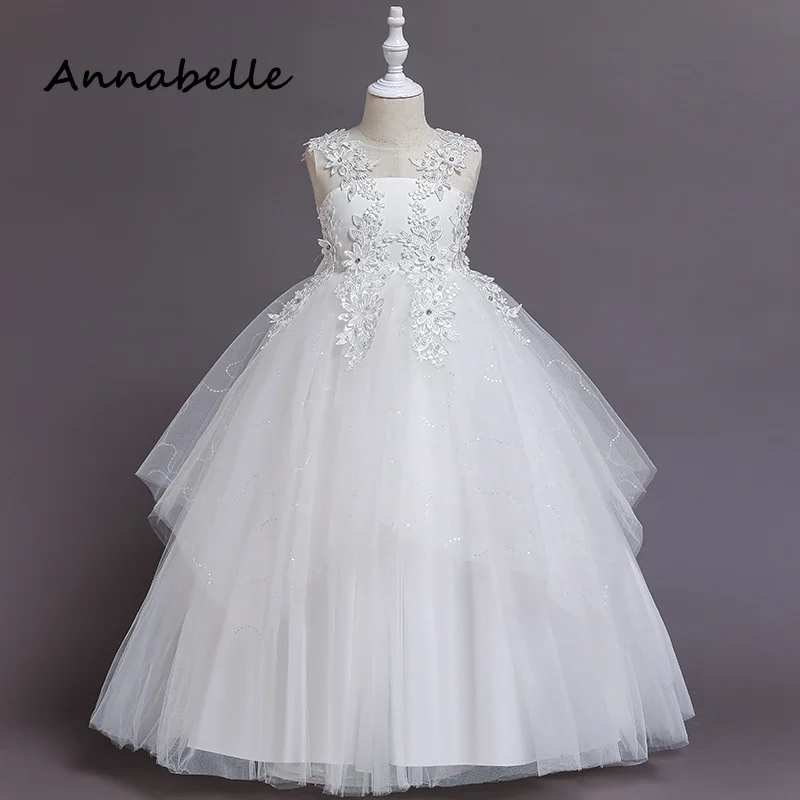 Annabelle-vestido de flores con lazo para niña, vestidos de fiesta de boda para niños, ropa de bebé hinchada colorida, vestidos de princesa