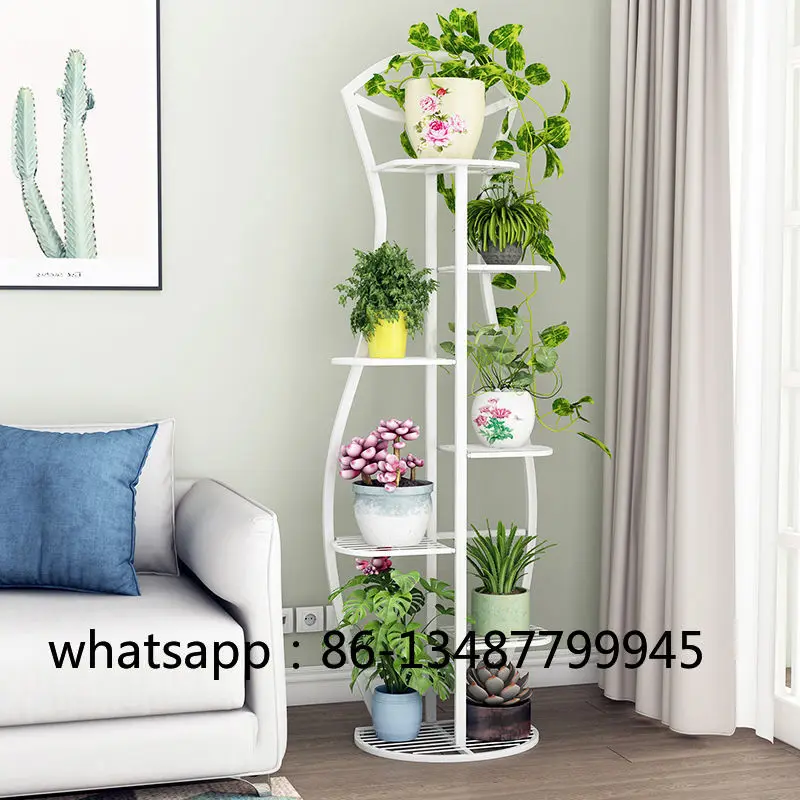 

Balcony flower rack, iron multi-layer floor, home living room flower rack