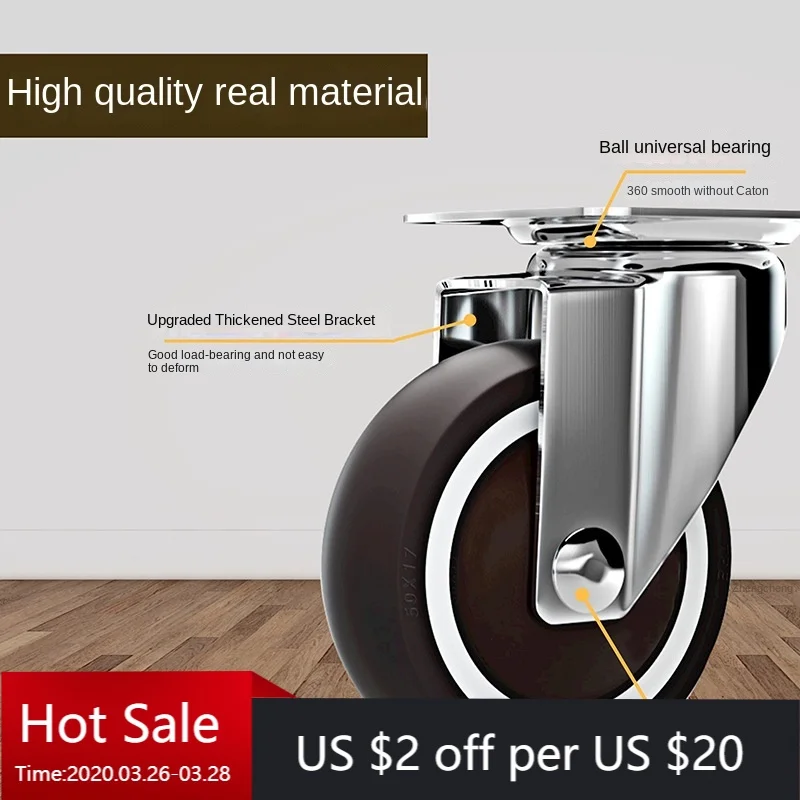 

4 Pack 1.25 Inch Heavy Duty Tpr Silent Casters - Universal Swivel & Fixed Wheels For Furniture, Chairs & Cabinets