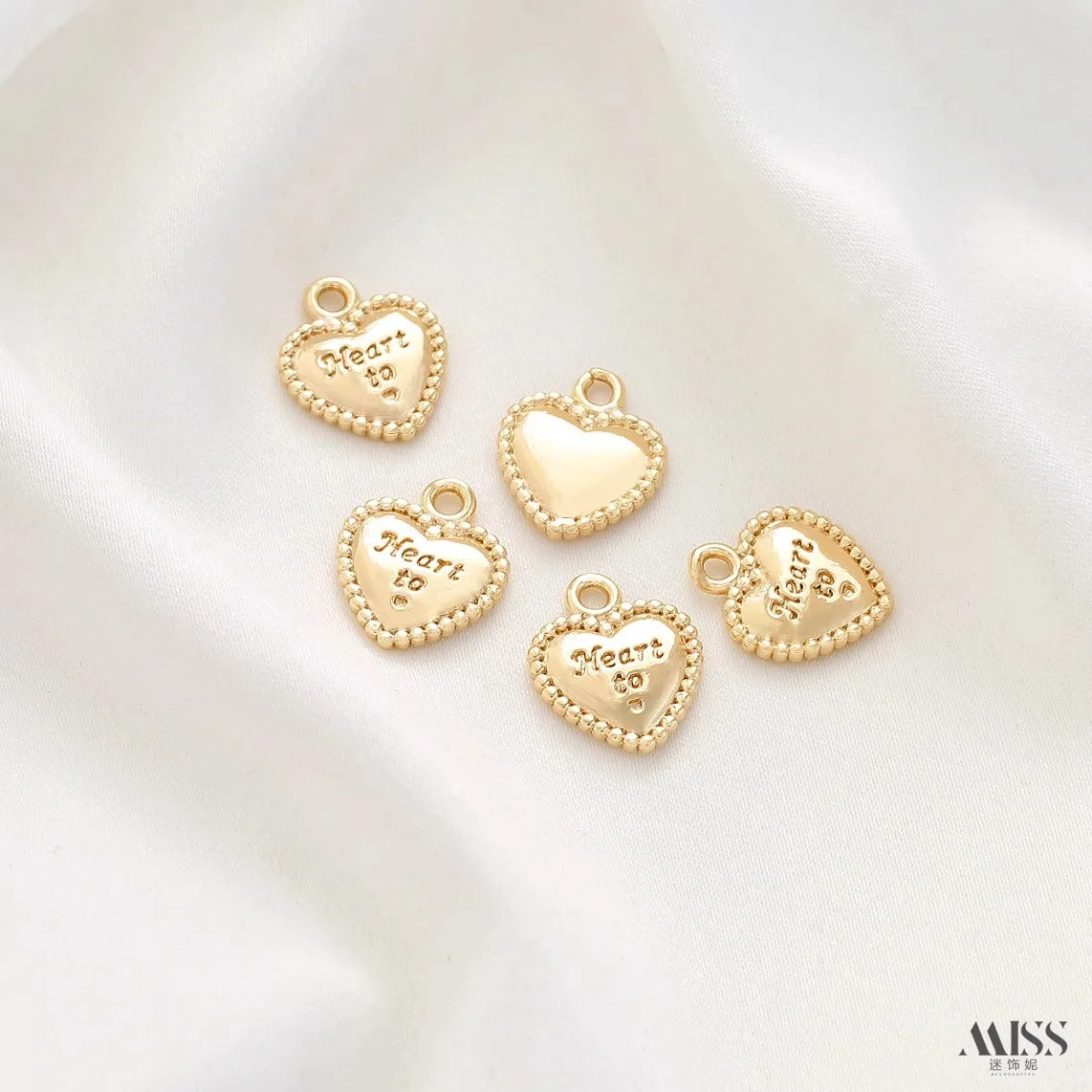 14K Gold-wrapped English Letter Peach Heart Heart Heart Shape Pentagonal Star Pendant DIY Bracelet Necklace Pendant Accessories
