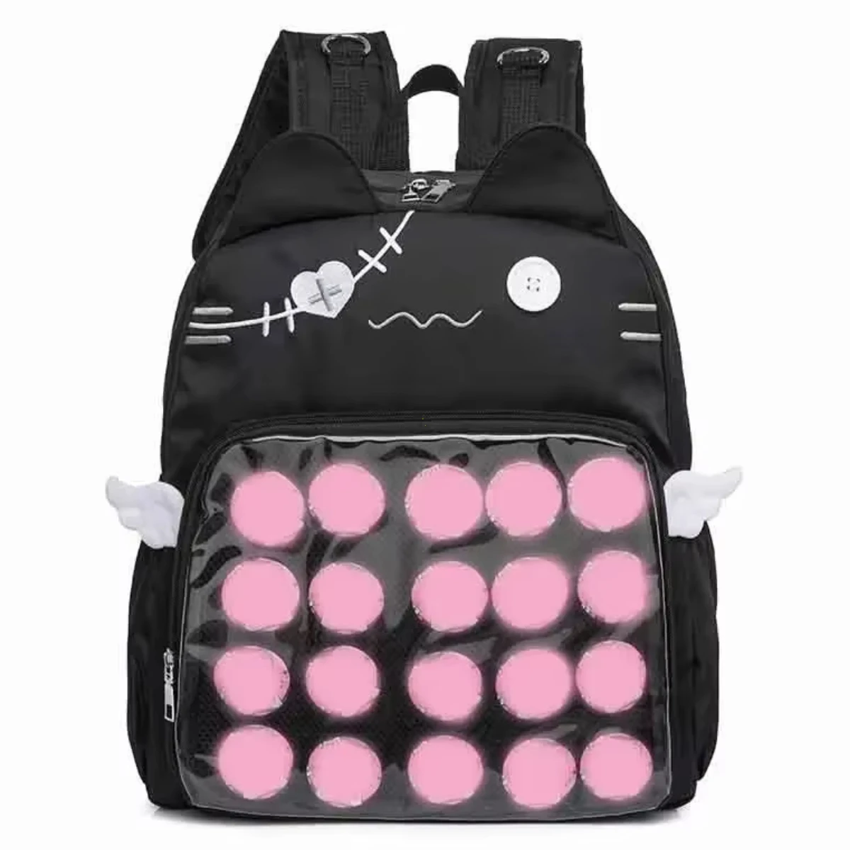 

Cute Cat Backpack Women Nylon Japanese Style Casual Fashion Transparent Ita Bag Large Capacity Female Aesthetic Backpacks bolsa