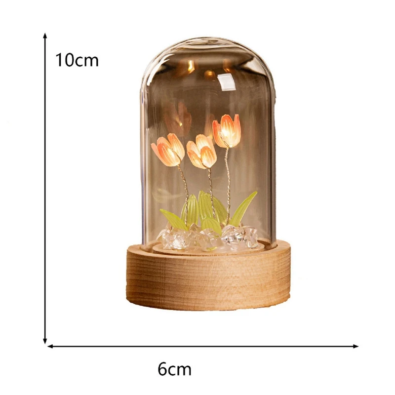 Roxo Tulip Night Light, Handmade DIY Material, Romantic Desktop Light, Living Room Lamp, Roxo