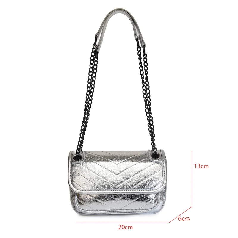 Embroidery Thread Small PU Leather Crossbody Bags For Women 2024 Luxury Silver Underarm Bag Branded Women\'s Shoulder Handbags