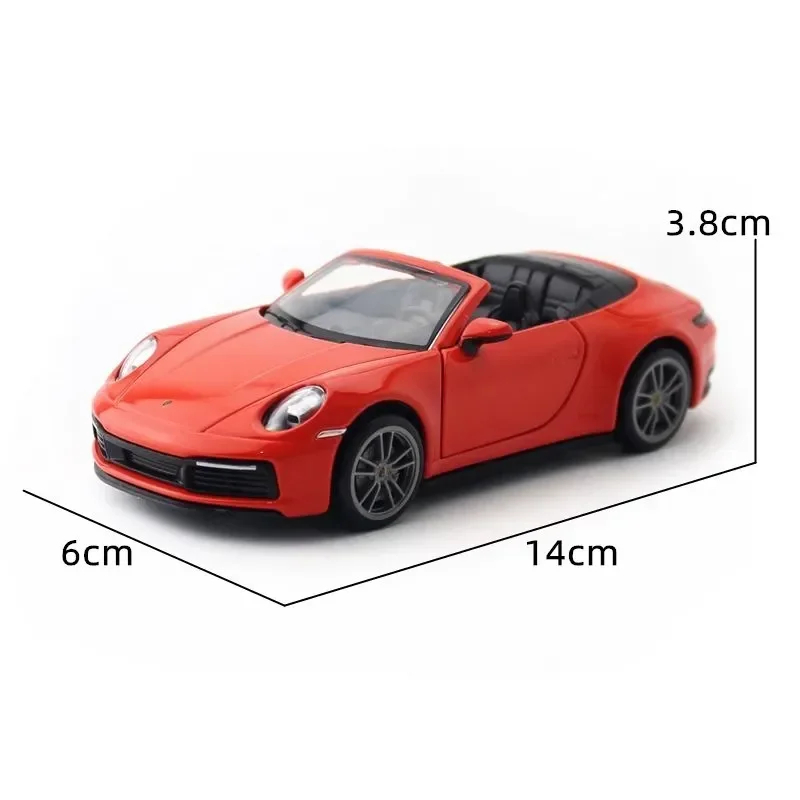 1:32 Porsche 911 Carrera Convertible Alloy Cast Toy Car Model Sound and Light Pull Back Children\'s Toy Collectible Birthday gift