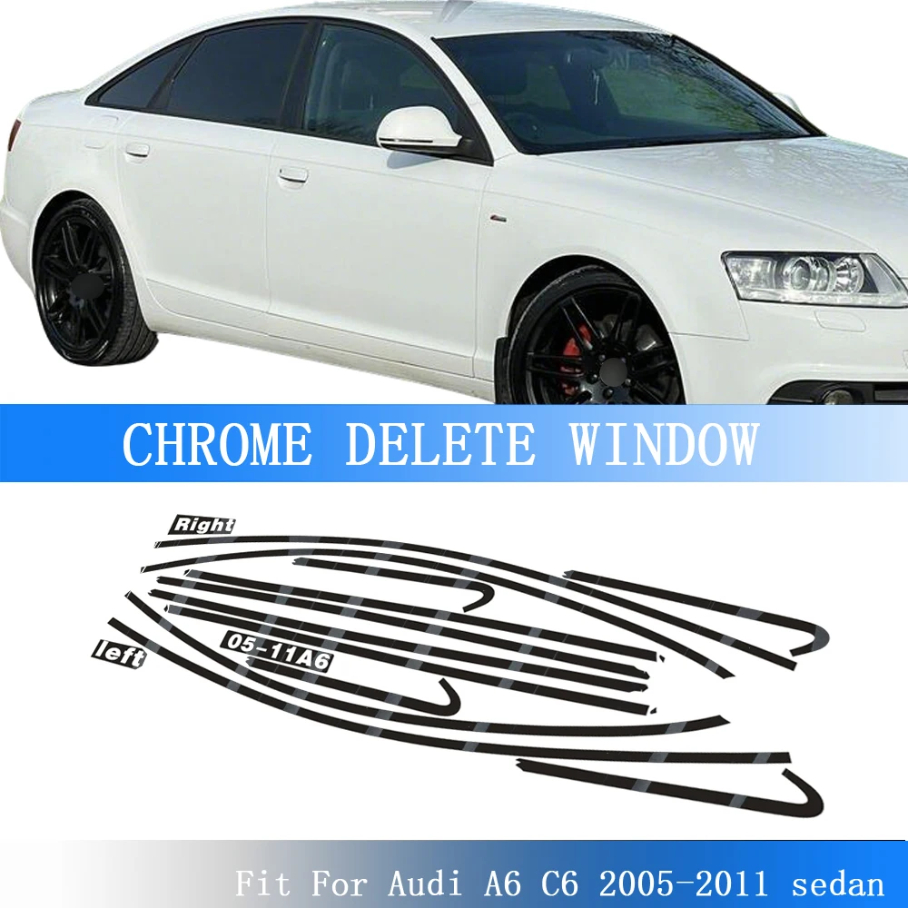 

Наклейка-накладка для оконных рам Audi A6 C6 2005-2011 (седан), глянцевая черная, для удаления эффекта хрома (Chrome Delete Blackout Overlay)