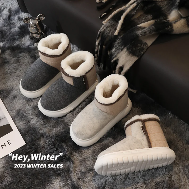 Cotton Slippers For Men Winter Warm Snow Boots Thick Wrap Heels Home Slipper Man Indoor Anti Slip High Top Cold Resistant Shoes