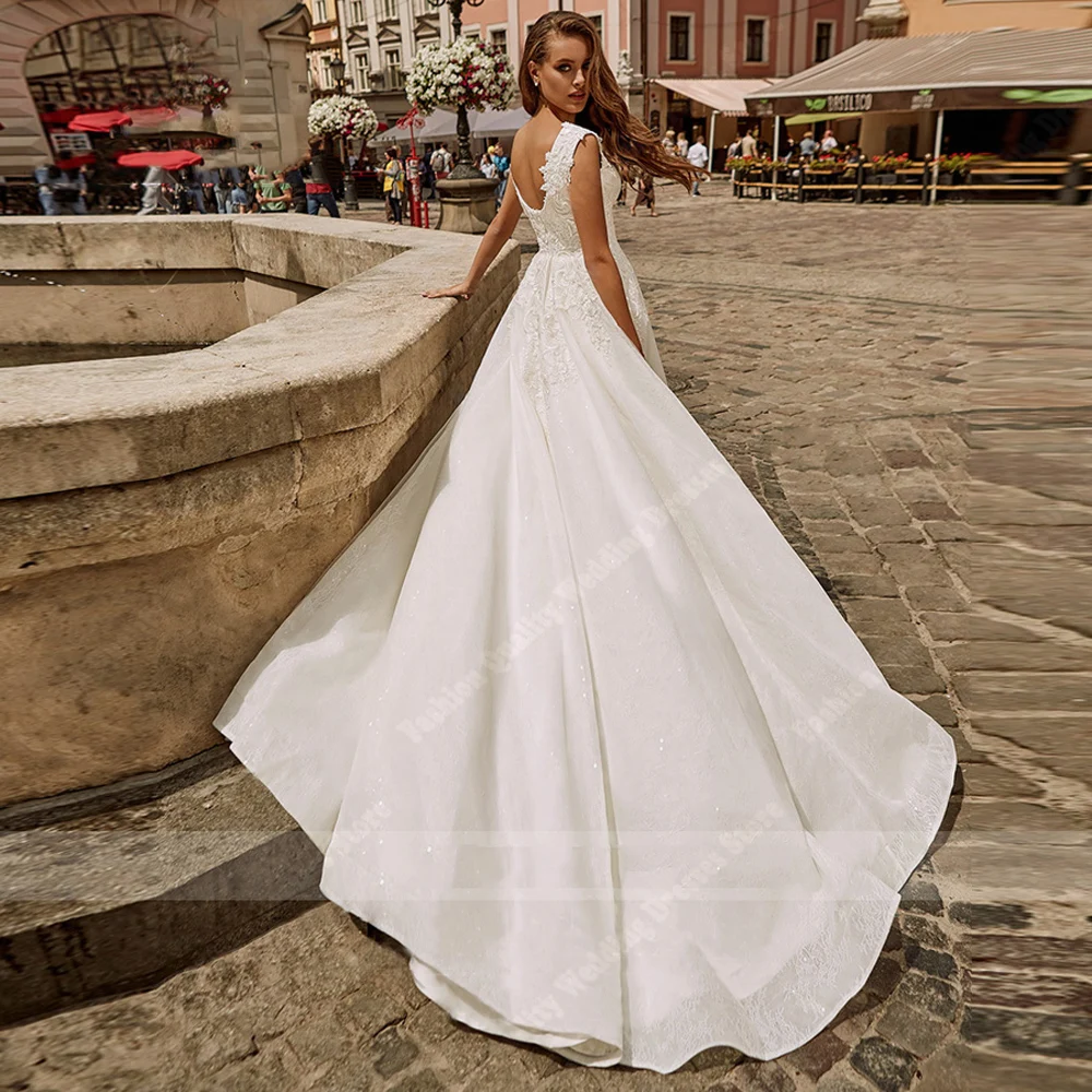 Eleganti abiti da sposa da donna a-line personalizzazione avanzata abiti da sposa Applique in pizzo classica principessa Vestido De Noivas 2024