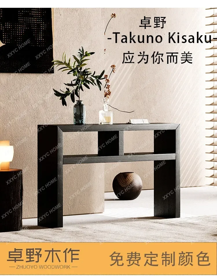 L Solid wood entrance table Retro entrance table against the wall Living room log decorative strip case