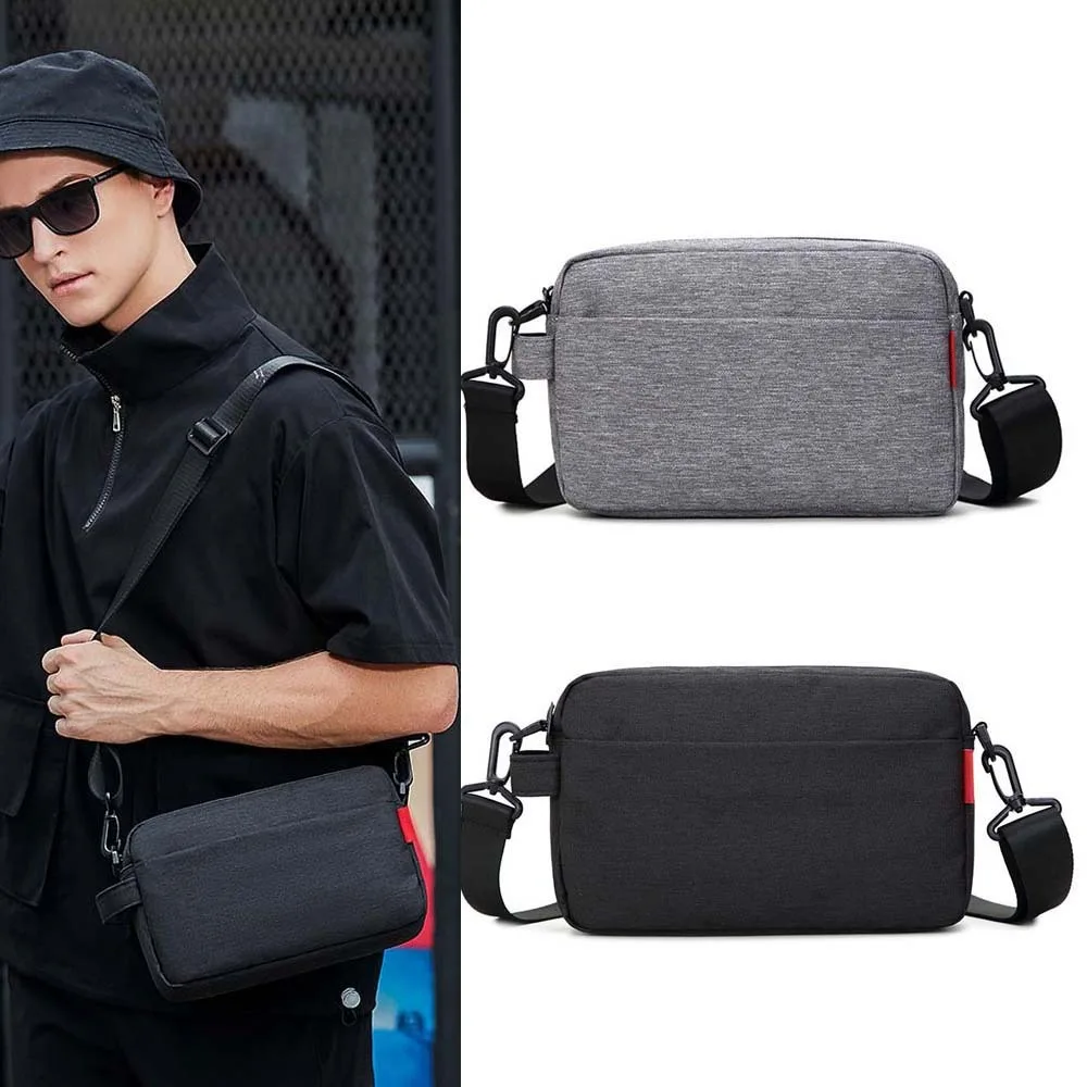 Oxford Cloth Men's Crossbody Bag Large Capacity Black Waterproof Shoulder Bag Multi Functional Smooth Outdoor Travel Pouch Daily