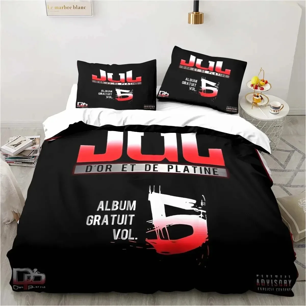 3D HD Musician JuL Duvet Cover,JuL C'est Pas Des Lol Bedding Set Adult Boy Girl Bedroom Decoration Single Double Queen Large