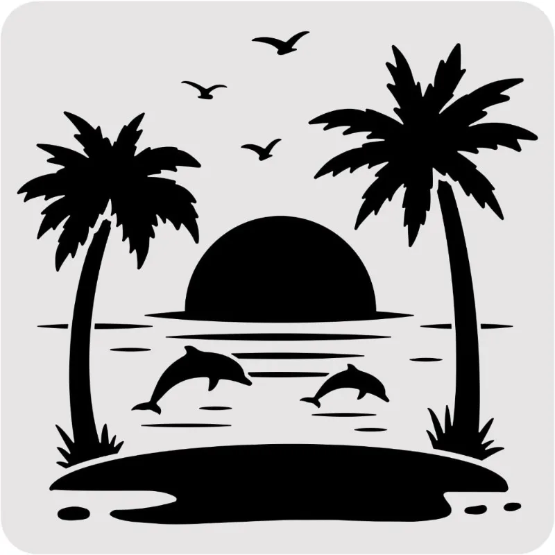 1pc Summer Theme PET Plastic Drawing Templates 12