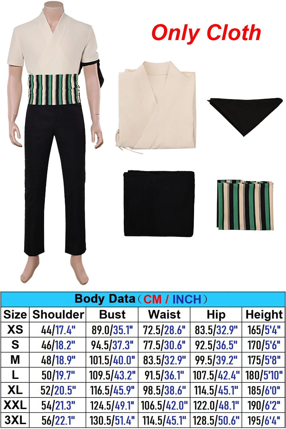 Fantasia Piraat Roronoa Van Zoro Cosplay T-shirt Broek 2026 Live Action TV Piraat Disfraz Kostuum Mannen Halloween Carnaval Kleding