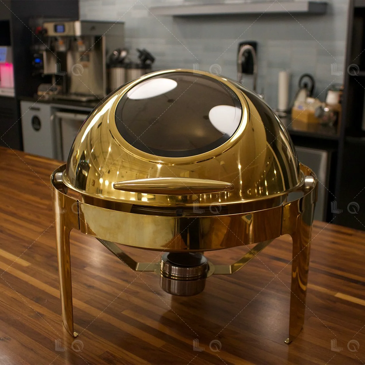Europe 6L Kitchen Round Roll Top Gold Buffet Hot Pot Hotel Hot Pot Catering Stainless Steel Food Heater