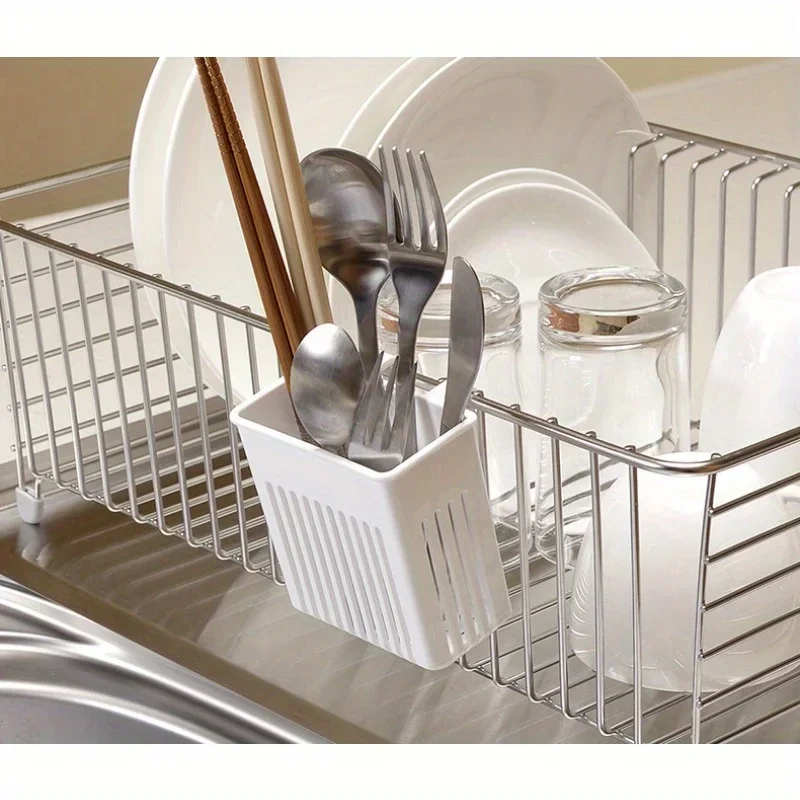 

White Chopstick Cylinder Free Hanging Chopstick Cage Kitchen Utensils Drainage Organizer Cutlery Storage Basket