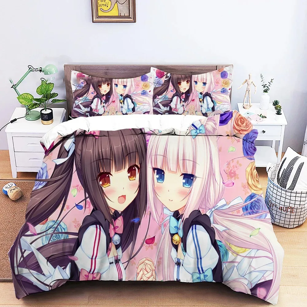 

Пододеяльник в стиле аниме Nekopara для мальчиков и девочек, наволочка для кровати, для детей и взрослых, для дома, Textileextile