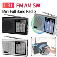 L-31 1200mAh Mini Portable Full Band Radio Handheld USB Rechargeable FM AM SW Retro Speaker Devices with Retractable Antenna