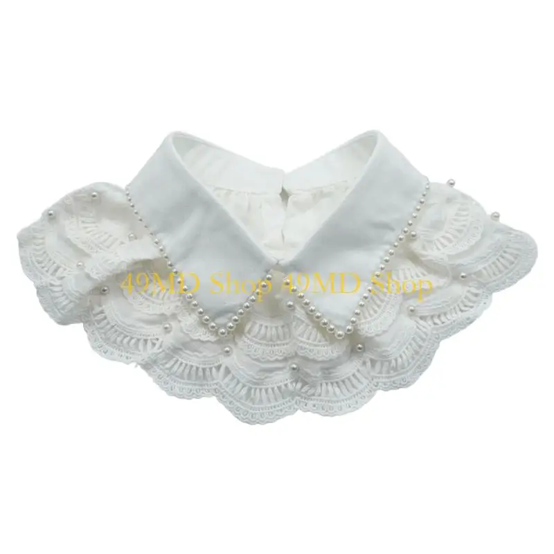 49MD Classical Detachable Collar Lace Embellished Neckline Accent For Formal Event