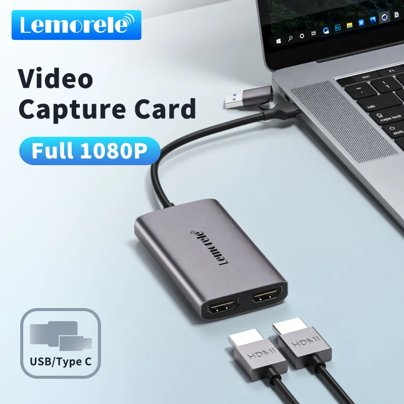 

Lemorele 4K Video Capture Card HDMI-Compatible to USB/Type-C Video Recording Card for Switch Xbox PS4/5 Gaming Live Streaming