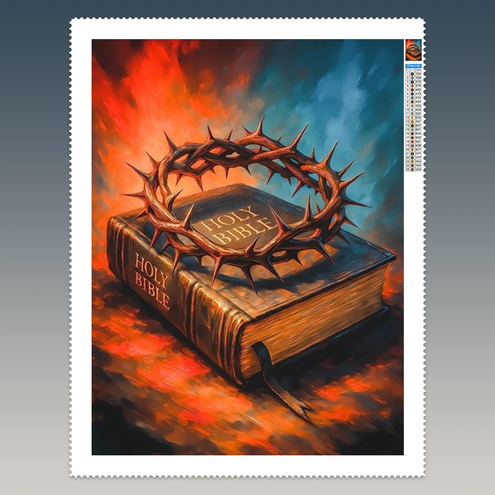 

Holy Bible 5D Diamond Painting Lion With a Crown of Thorns Mural DIY Diamond Embroidery Living Room Bedroom Decor Hand Art Gift