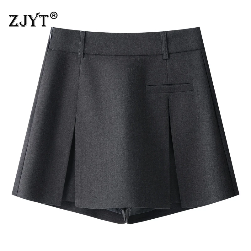 

ZJYT летние мини-юбки для женщин, элегантная женская одежда, офисные шорты, юбка, черная, серая, повседневная женская одежда Faldas, 2026