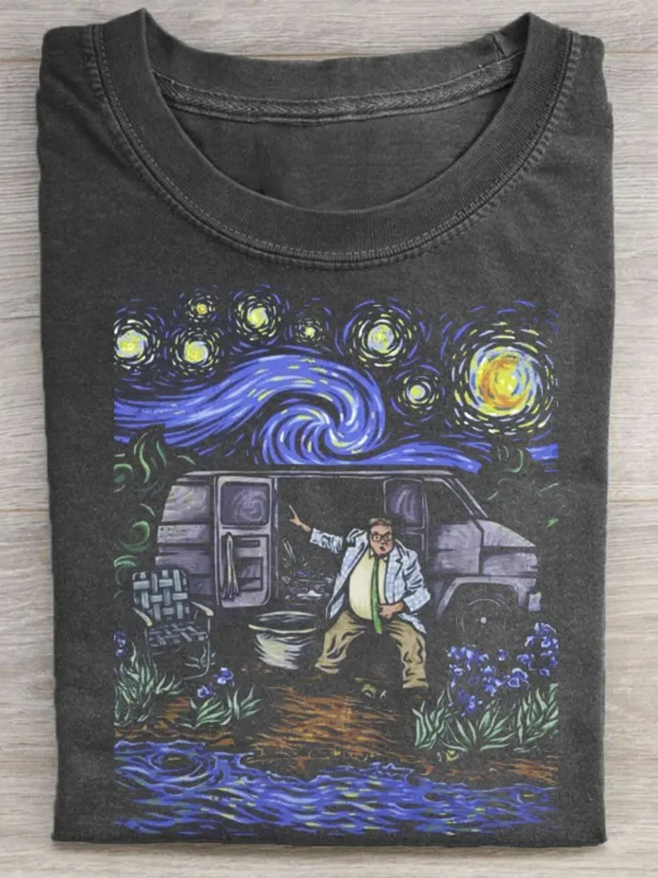 Danqiyoyo Washed Van Gogh Art Pattern Men Clothes Tee Shirt Homme Graphic T-Shirts Man Tshirt for Mens Ropa Hombre 27147