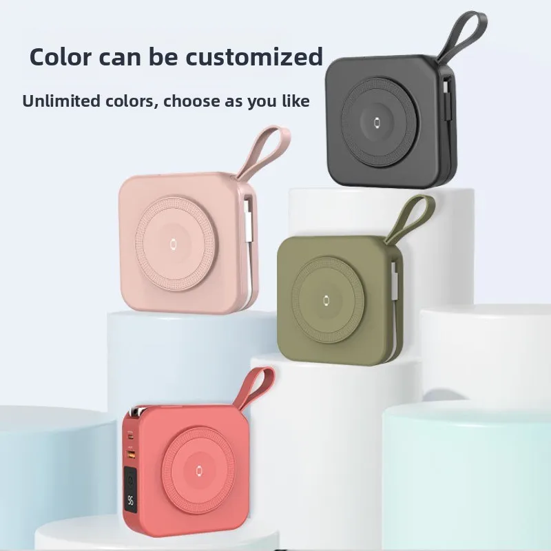 Multifunctional Magnetic Wireless Power Bank 10000mAh 20W Built-in Cable Portable Charger External Battery for Phone Watch