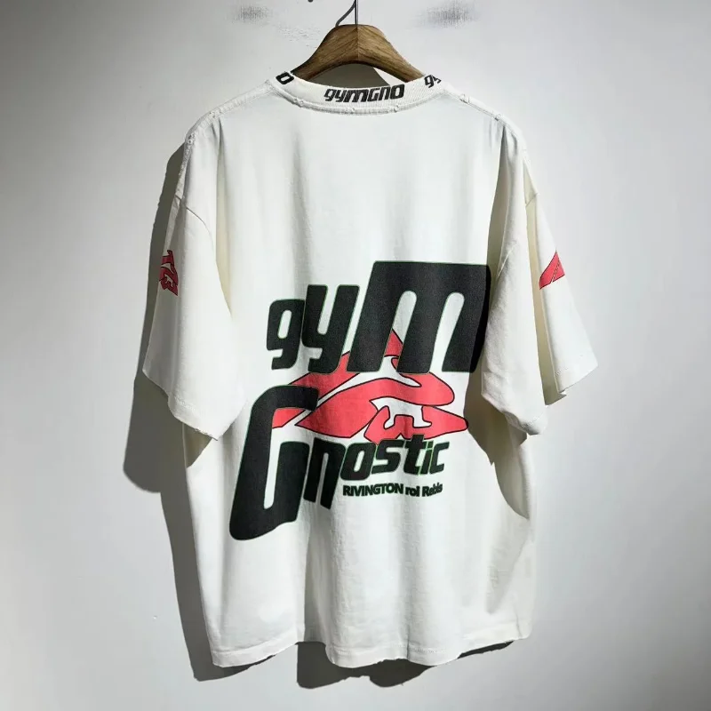 

2024ss High Street 123 Letter Graffiti Design Oversized T-shirt Casual Tees Y2K Streetwear Crop Top Men's Clothing Woman Clothes