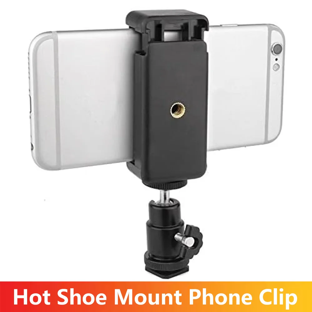 Image of Hot-Shoe-Handyhalterung mit 360°-Drehung ° Kugelkopf, Aluminiumlegierung 1/4-Zoll-Schraube Blitzschuhadapter für DSLR-Kamera Smartphone Vlogging