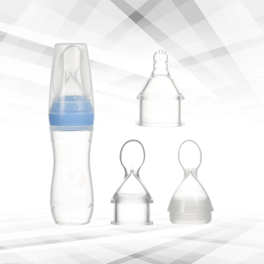 

3Pcs Silicone Spoon Feeding Bottle Baby Training Milk Bottle Squeeze Spoon Portable Lightweight for Travel Pink