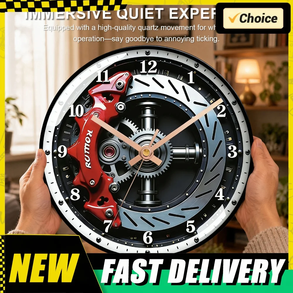 12 Inch Silent Battery Operated Clock Industrial Steampunk Wall Clocks Wall-Mount Gear Mechanical for Dial for Man Cave & Garage