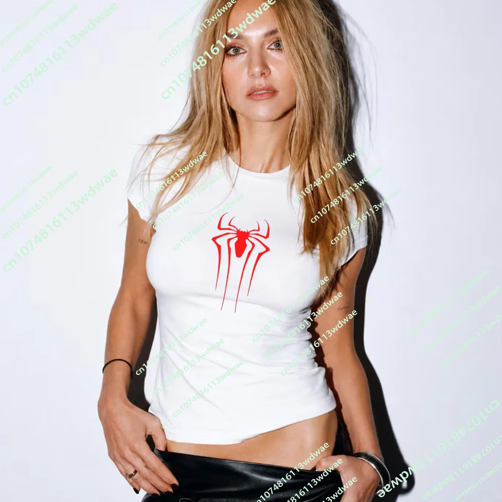 Sommer Y2K Baby Tee Roter Spinnen-Held Crop Top Y2K Grunge Superhelden Slim Fit T-Shirt Damen Vintage Mode Lässiges Mädchen Crop Top – Detail 4