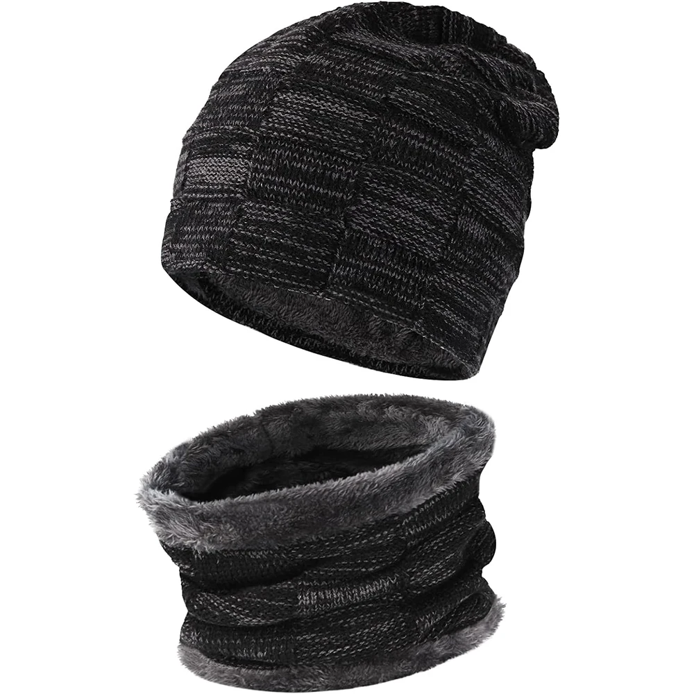 

Women&Men's Winter Warm Beanie Hat & Scarf Set - Skull Cap Neck Warmer ,With Thick Fleece For Cycling、 Hiking、Skiing、Hunting