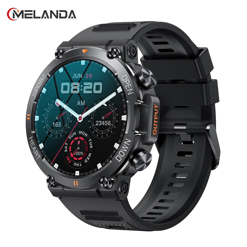 MELANDA New 1.39 inch Men's Bluetooth Call Smart Watch Sports Fitness Tracker Heart Monitor Smartwatch For Android IOS 400mAh