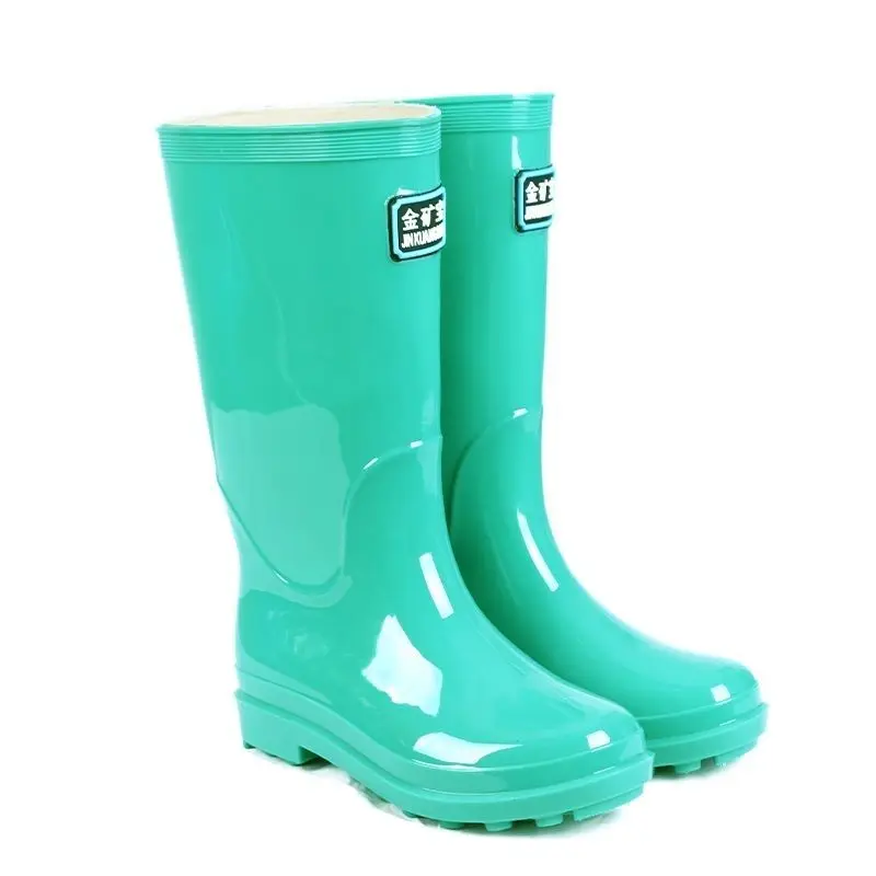 

New Women Fashion Knee-high Rain Boots Waterproof PVC Female Tall Rainboots Non-slip Water Shoes Wellies Boots