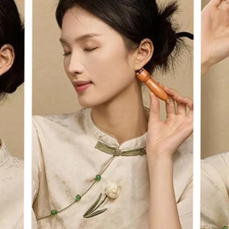 Handheld Lotus Seedpod Beauty Professional Brass & Rosewood Facial Gua Sha Tool Eye Relaxation Spot Meridians Acupoint Massage