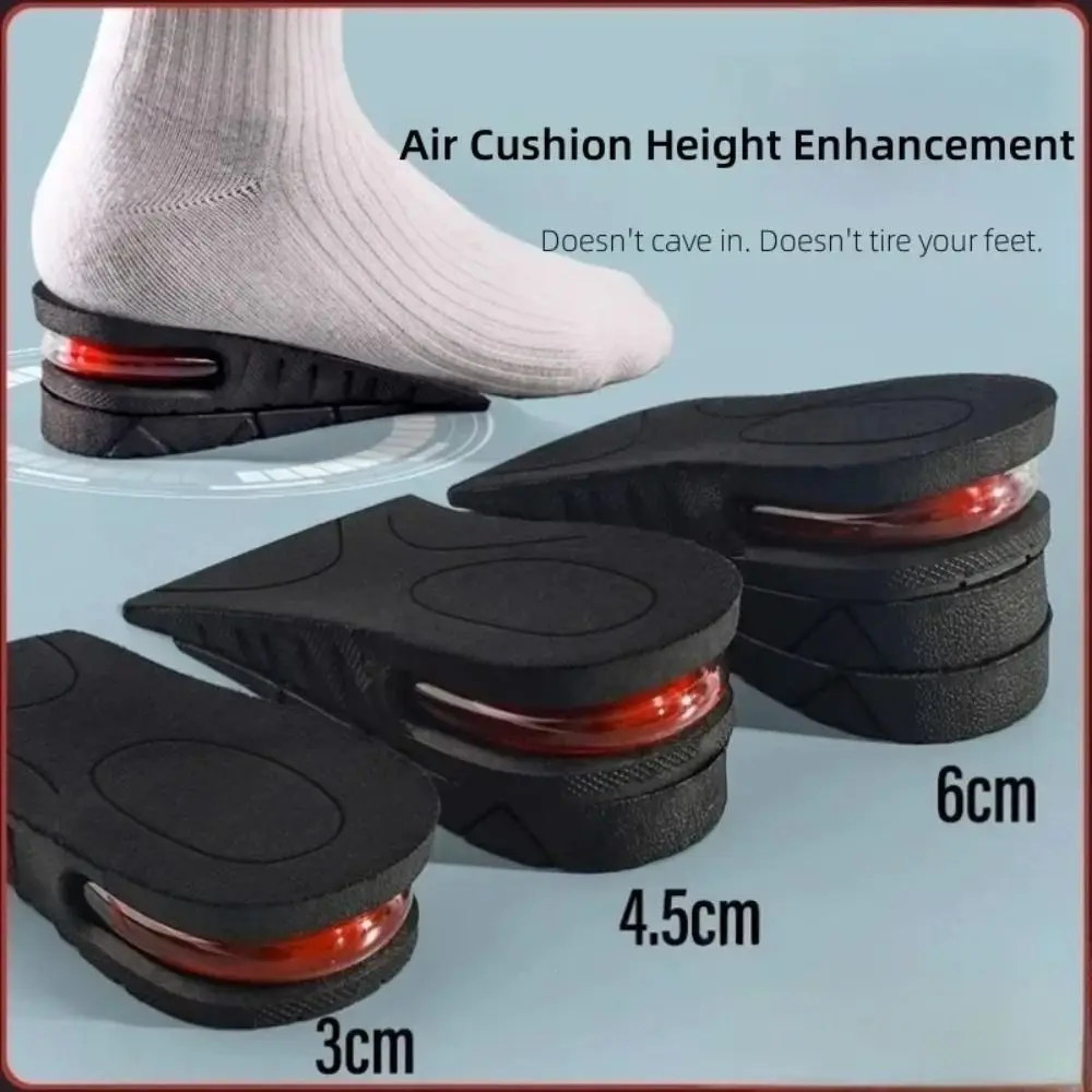 1Pair New PVC Elevated Insole Multilayer Removable Half Cushion Adjustable Black Inner Elevated Insole Mens
