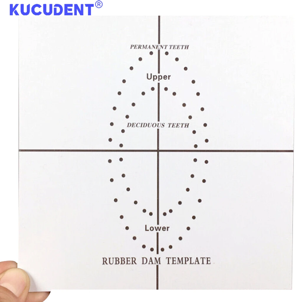 KUCUDEN1Pc Dental Rubber Dam Punch Hole Positioning Board Plastic Double Sided Punches Board Template Endodontic Punch Hole Tool