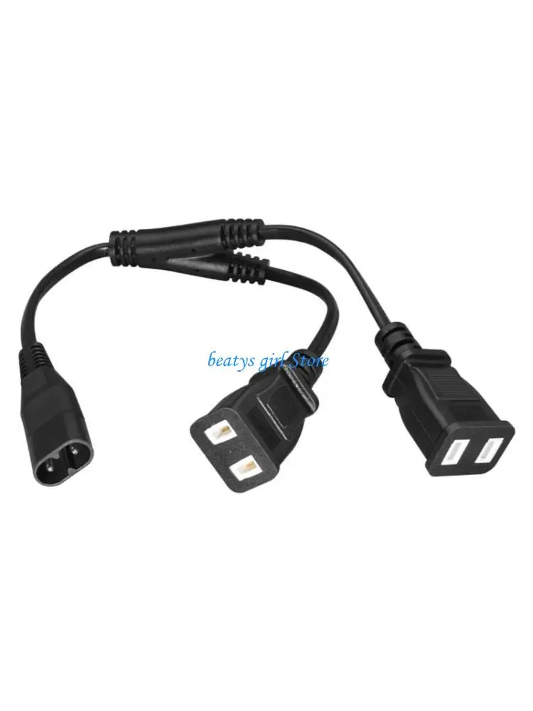 C7AB Double Output Power Extension Cord C8 Male to 2 Pin Socket Connecting Cable